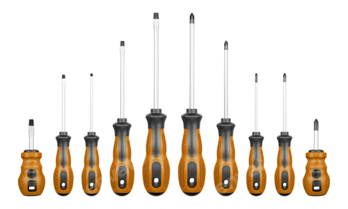 Preview: Set of Philips and flathead screwdrivers Brown color on isolated white background
