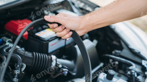 Preview: Young man checking and maintenance on his car. Car repair and maintenanc concept.