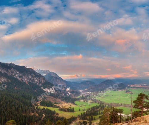Preview: Beautiful colorful panoramic landscape with alpine mountains