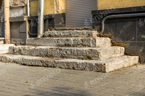 Preview: Old ruined concrete stairs before renovation works