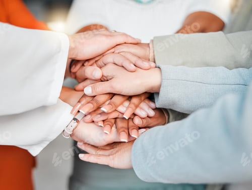 Preview: Team, hands together and collaboration in trust or unity for coordination or corporate goals at the
