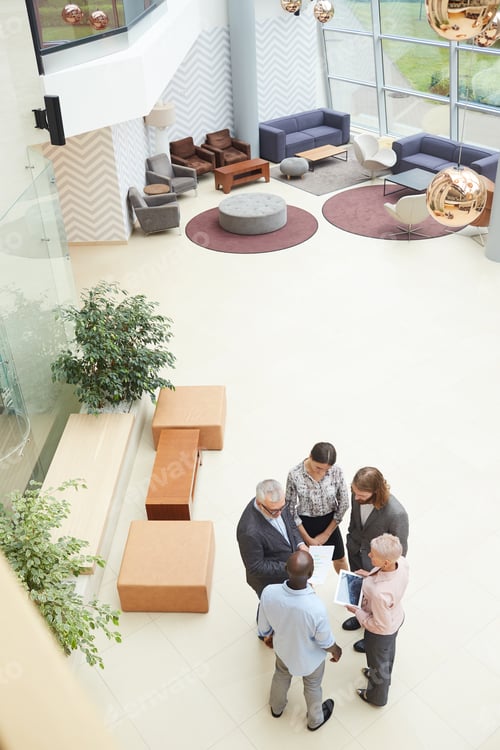 Preview: People Meeting in Business Lobby