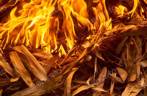 Preview: Flames of fire with smoke on a black background