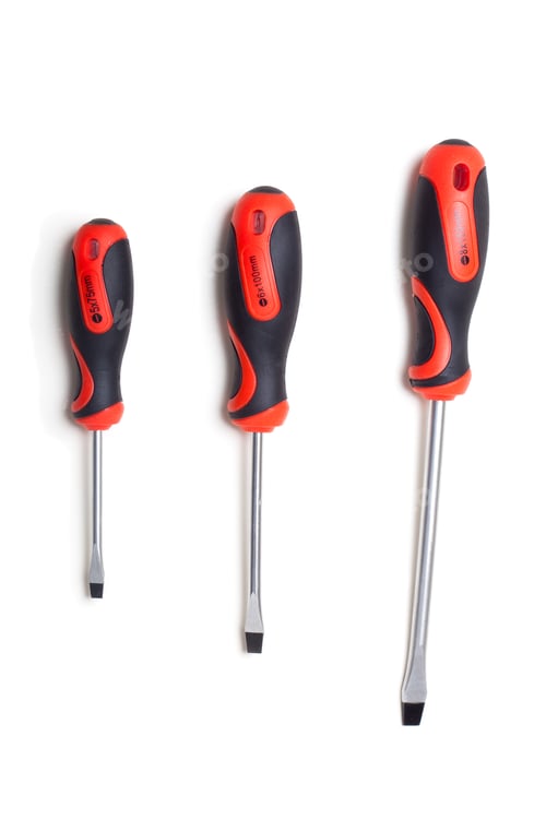 Preview: Three Flathead Screwdrivers with Red and Black Handles