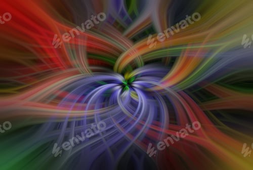 Preview: Abstract red, purple, green, orange fractal swirls make floral pattern, mysterious and magical