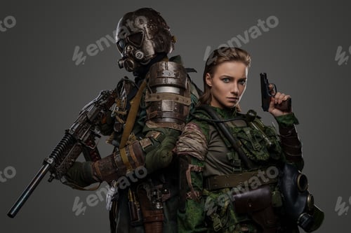 Preview: Soldier woman staying back to back her camaraderie