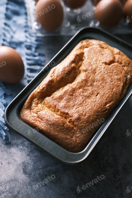 Preview: baking cake with ingredient on black background,