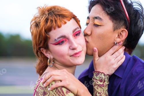 Preview: Portrait of young couple with special features and makeup