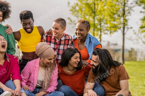 Preview: Joyful Gathering of Diverse Friends in a Lush Park