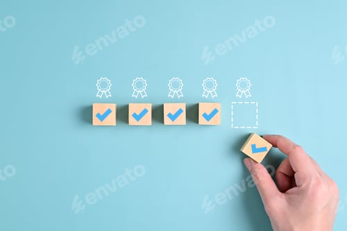 Preview: Correct checkmark sign for project business approve and quality assurance, Certification a