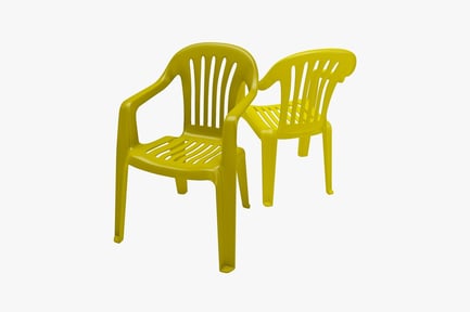 Preview: Two yellow plastic chairs with curved backrests