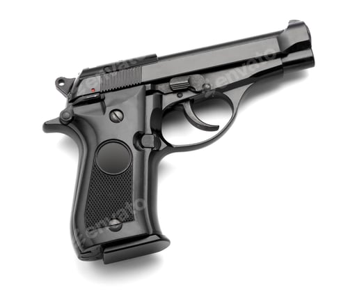 Preview: Automatic handgun on a white background