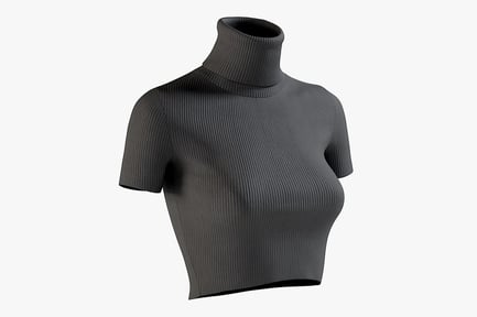 Preview: Women's Ribbed Turtleneck T-Shirt - Short Sleeve, Fitted