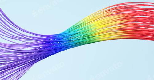 Preview: Abstract rainbow color waved wires background.