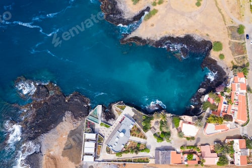 Preview: Aerial view of Tarrafal coast (ponta de atum) in Santiago island in Cape Verde - Cabo Verde