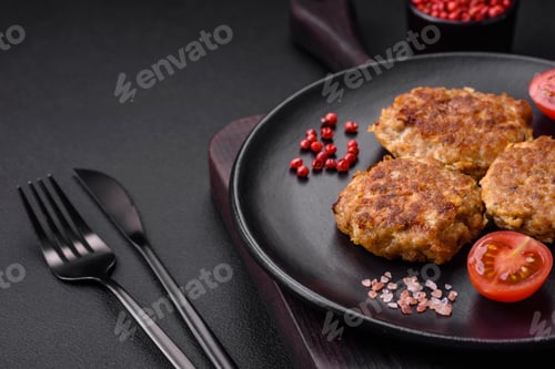 Preview: Delicious fresh fried minced fish cutlets with spices and herbs