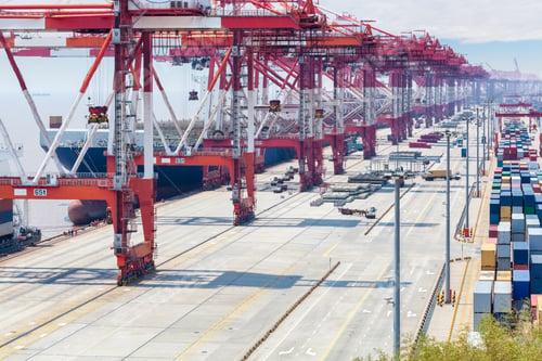 Preview: shipping container terminal closeup