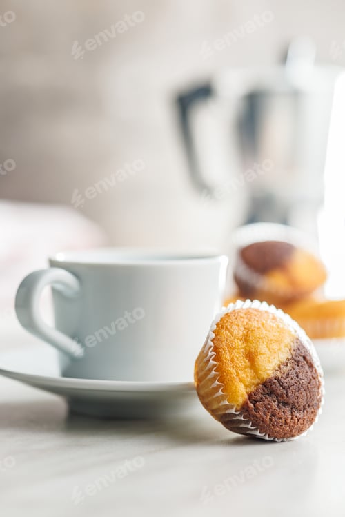 Preview: Close Up of a Muffin on a white Table