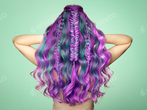 Beauty fashion model girl with colorful dyed hair