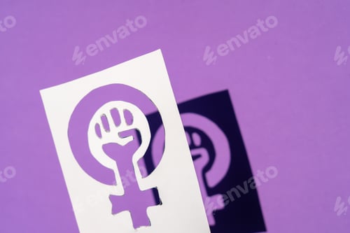 Preview: Symbol of the struggle of feminism on a purple background