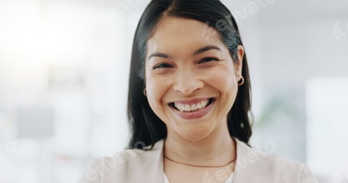 Preview: Portrait of happy woman, smile in office and confident project manager at engineering agency. Face