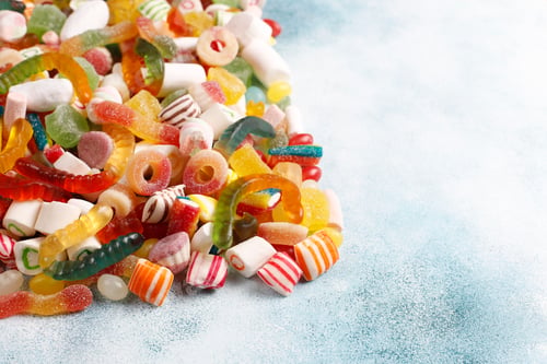 Preview: Colorful candies, jelly and marmalade,unhealthy sweets.