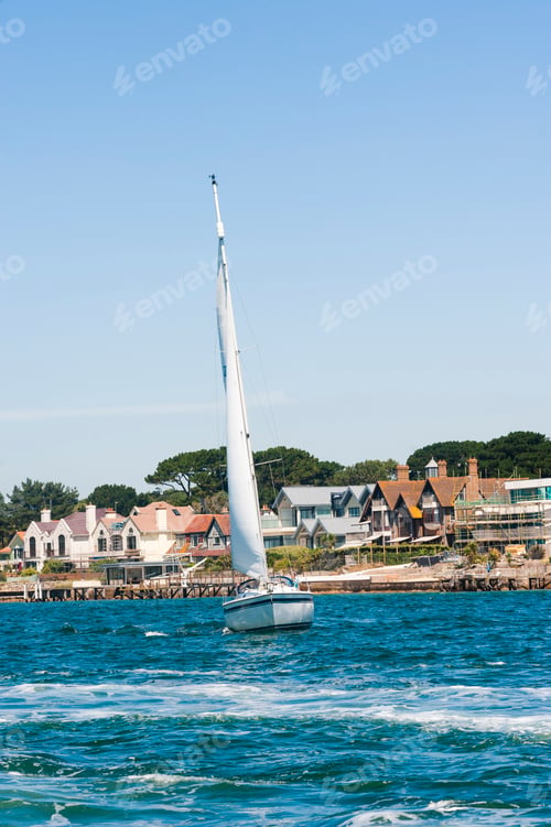 Preview: Sailing boat in Poole Harbour, Dorset, England, United Kingdom, Europe