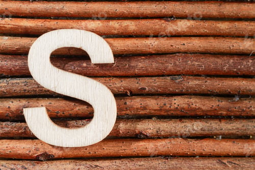 Preview: Letter S of wood-made alphabet, top view and space for text
