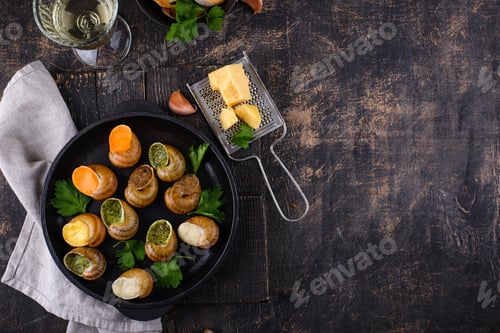 Preview: Baked snails Escargot with bread