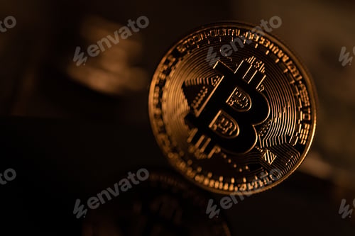 Preview: Golden coin with bitcoin symbol