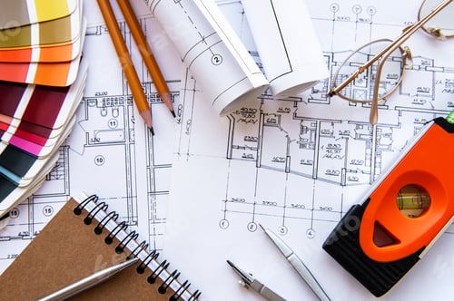 Preview: Architect workplace top view
