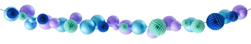 Preview: Stylish garland with blue and purple elements isolated on white background