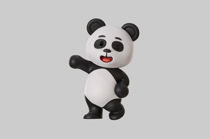 Preview: Friendly winking panda cartoon character