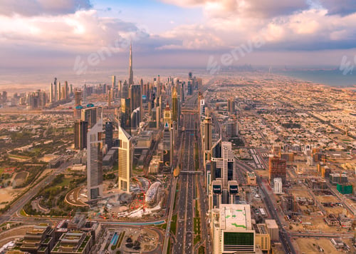 Preview: Dubai Downtown skyline, United Arab Emirates or UAE. Urban city.