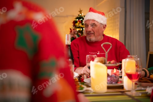 Preview: Merry Christmas and Happy Holidays! Cheerful family celebrating Christmas at home.