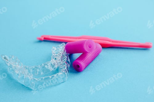 Preview: Transparent invisible dental aligners or braces applicable for an orthodontic dental treatment