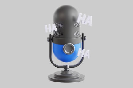Preview: Podcast microphone with "ha" texts