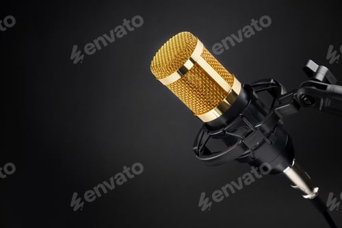 Preview: Gold condenser microphone on black