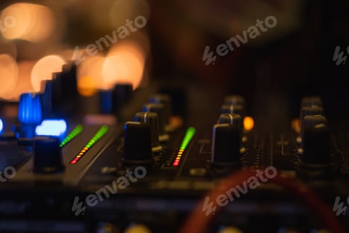 Preview: Closeup shot of sound recording studio mixing desk