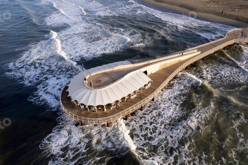 Preview: Aerial view at the dawn of the pier of Lido di Camaiore Tuscany Italy