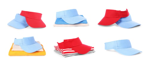 Preview: Visor caps and clothes isolated on white, set