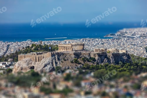 Preview: Athens, Greece. Athens Acropolis and city aerial view from Lycavittos hill