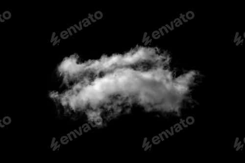 Preview: White cloud isolated on a black background realistic cloud