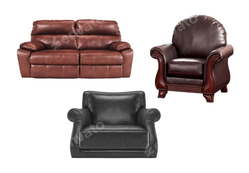 Preview: Cozy leather chairs with sofa isolated