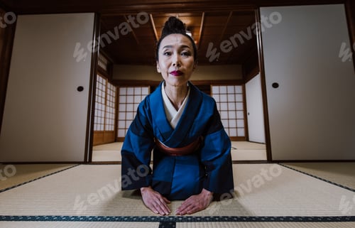 Preview: Beautiful japanese woman in a traditional japanese house