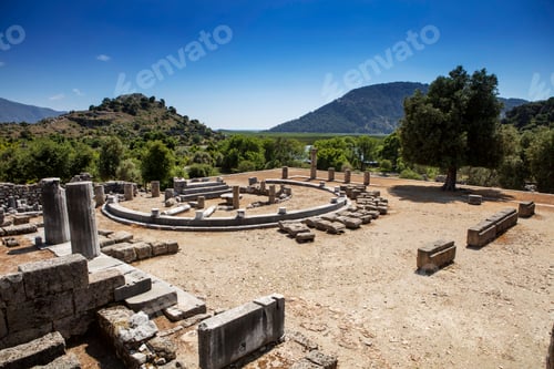 Preview: Turkey touristic area Dalyan Ortaca, Kaunos rock tombs in Dalyan, ancient city of Kaunos, Turkey.