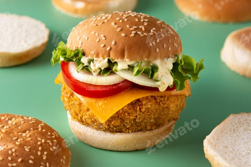 Preview: Crispy chicken burger with cheese