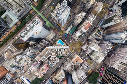 Preview: Wan Chai, Hong Kong 07 January 2021: Top down view of Hong Kong city