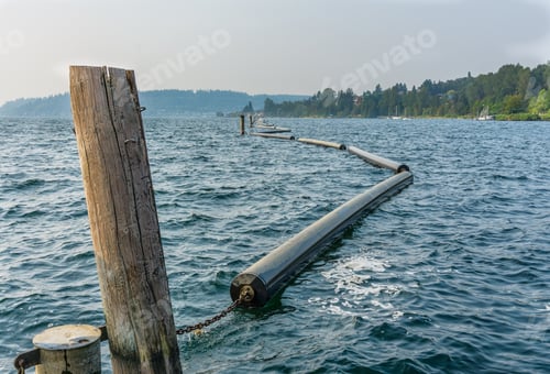Preview: A View Of Pontoons That Create A Divide On Lake Washington Near Renton, Washington.