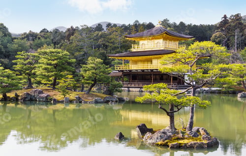 Preview: Picturesque scenery of famous Golden Pavilion temple in Kyoto Japan